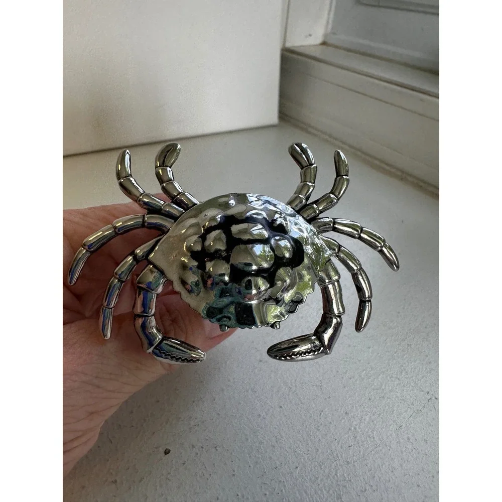 Silver Tone Crab Wine Bottle Stopper Nautical Coastal Barware Accessory